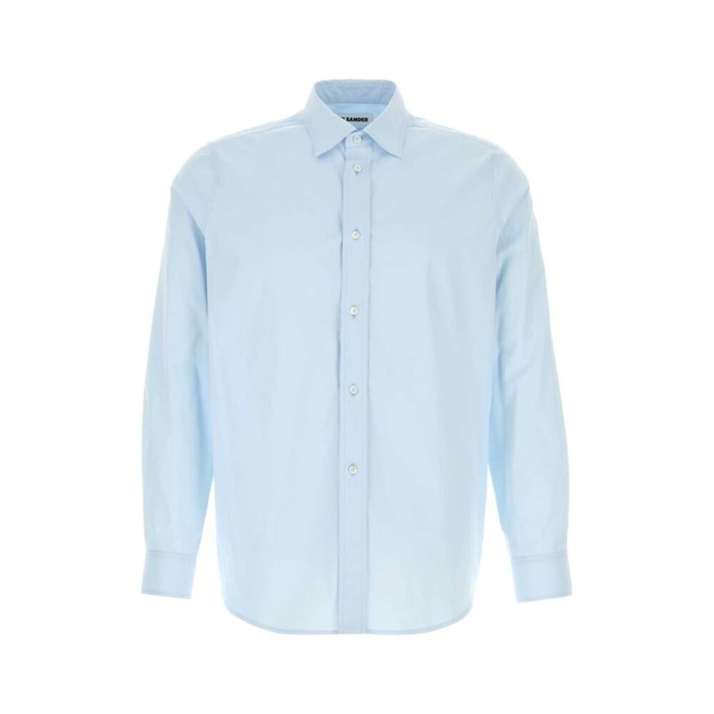 Jil Sander Men Light-Blue Poplin Shirt